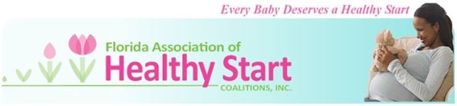 Healthy Start Florida program logo with picture of pregnant woman and teddy bear